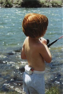Young Anna with her insulin pump while fishing one day!