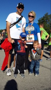 At a Diabetes Dash benefitting JDRF with her husband Ronnie, and sons, Keigan and Cayden. 